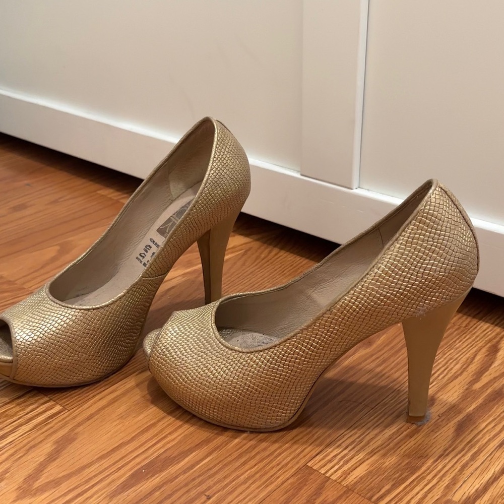 Gold Leather Heels